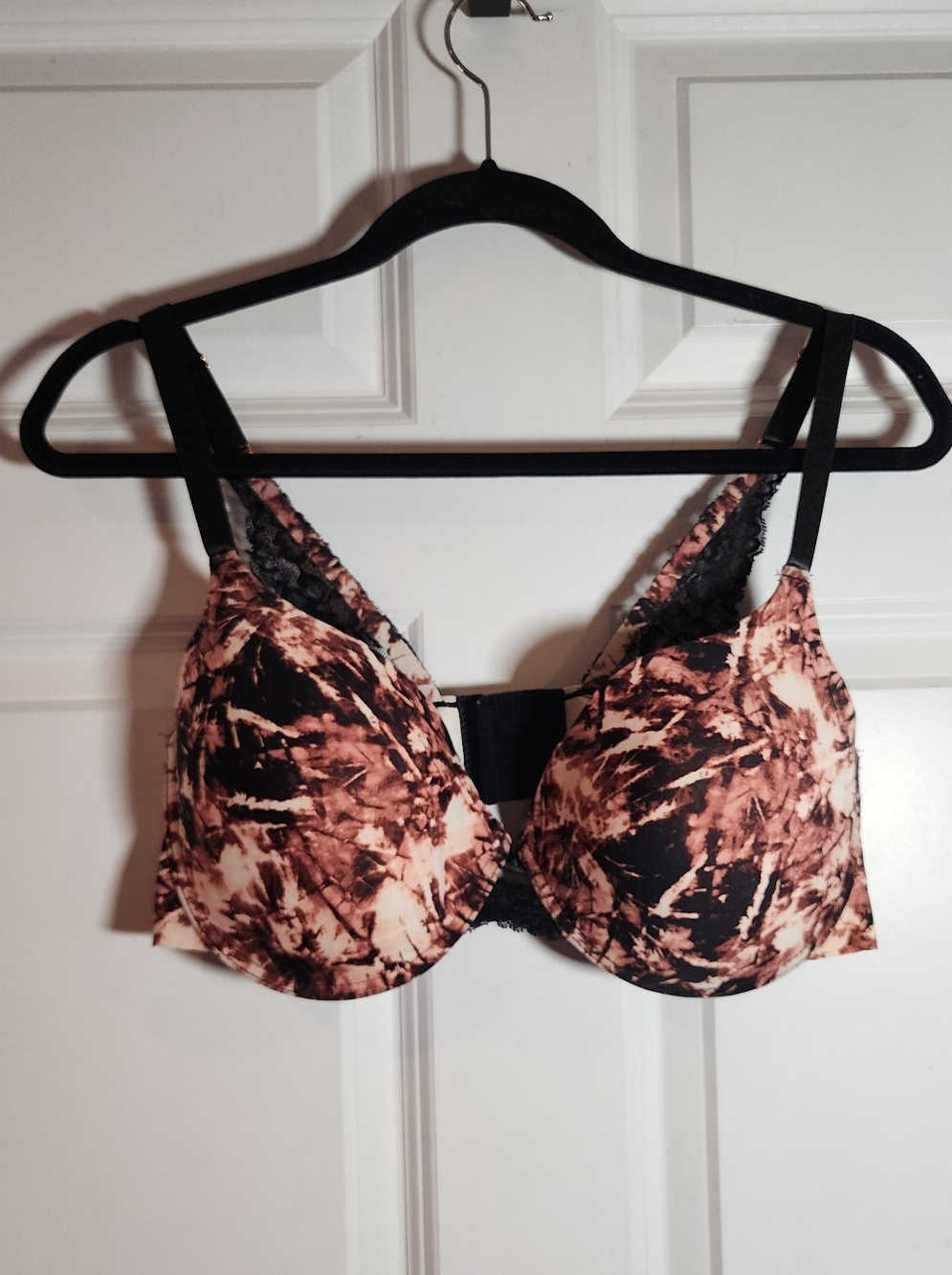 Danskin Women’s Black and Brown Tie-Dye Underwire Bra 40C
